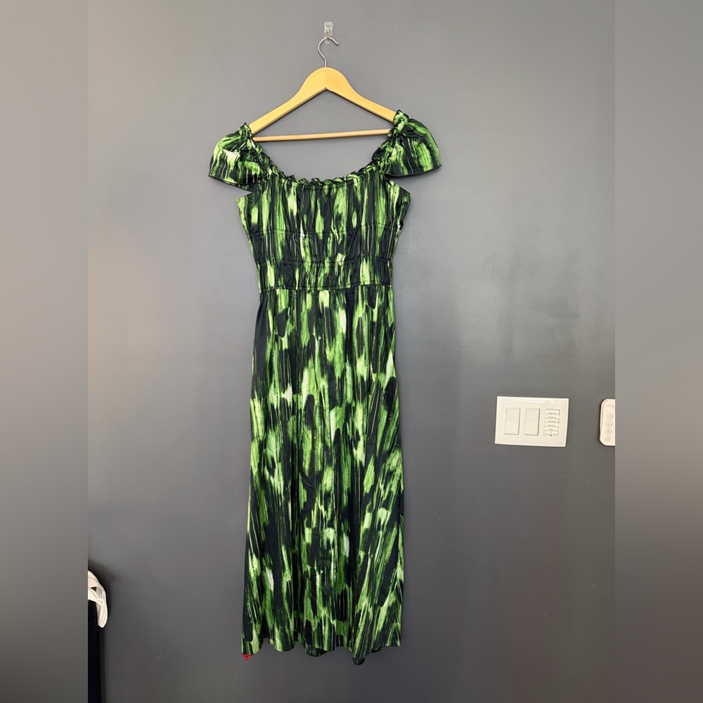Altuzarra Cotton Lily Green and Black Patterned Designer Dress NWT - Picture 4 of 12